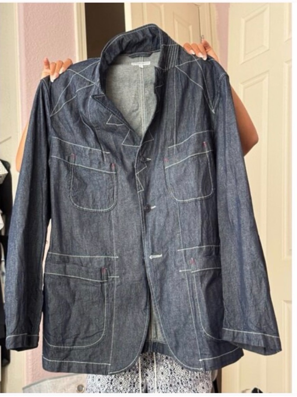 Engineered Garments Bedford Jacket Indigo Cotton Broken Denim